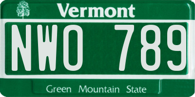 VT license plate NWO789