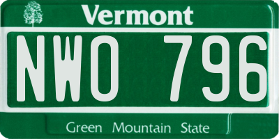 VT license plate NWO796