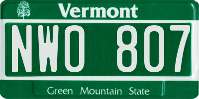 VT license plate NWO807