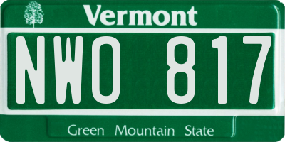 VT license plate NWO817