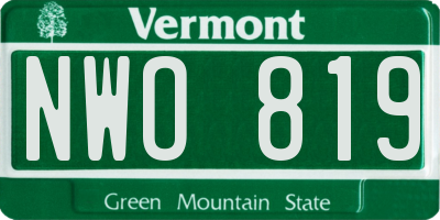 VT license plate NWO819