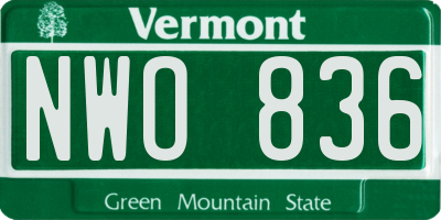 VT license plate NWO836