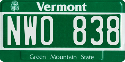 VT license plate NWO838