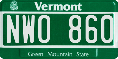 VT license plate NWO860