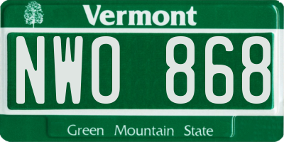 VT license plate NWO868