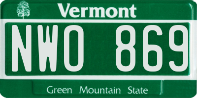 VT license plate NWO869