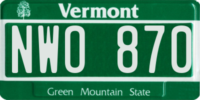 VT license plate NWO870