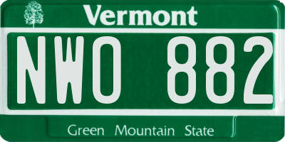 VT license plate NWO882