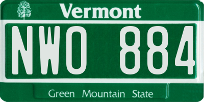 VT license plate NWO884