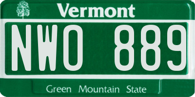 VT license plate NWO889