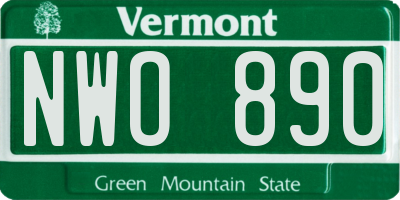 VT license plate NWO890