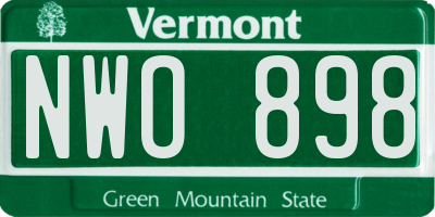 VT license plate NWO898