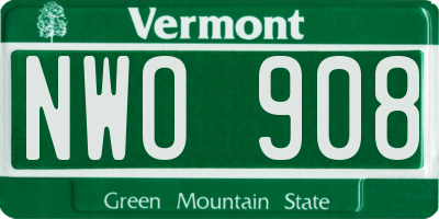 VT license plate NWO908