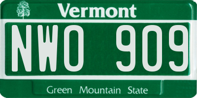 VT license plate NWO909