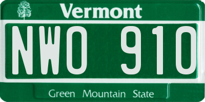 VT license plate NWO910