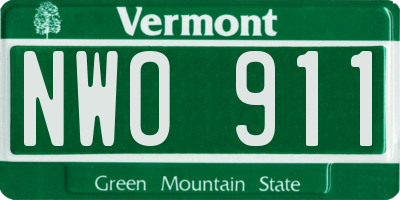 VT license plate NWO911