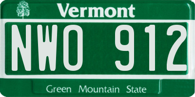VT license plate NWO912