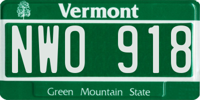 VT license plate NWO918
