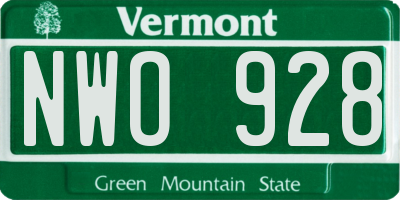 VT license plate NWO928