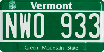 VT license plate NWO933