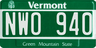 VT license plate NWO940
