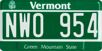 VT license plate NWO954