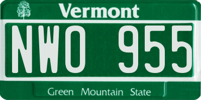 VT license plate NWO955