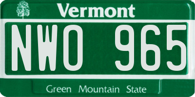 VT license plate NWO965