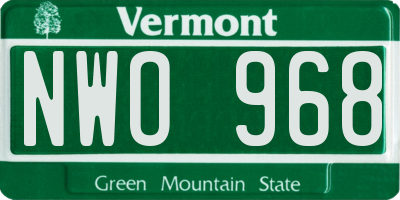 VT license plate NWO968
