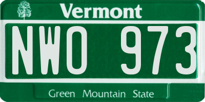 VT license plate NWO973