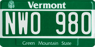 VT license plate NWO980