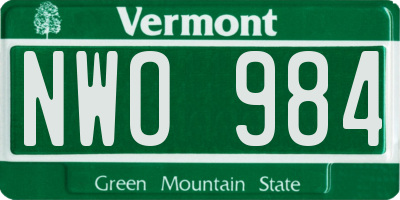 VT license plate NWO984