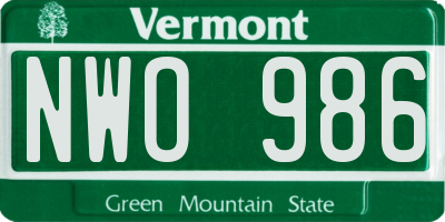 VT license plate NWO986