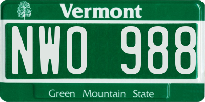 VT license plate NWO988