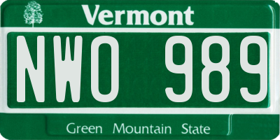 VT license plate NWO989