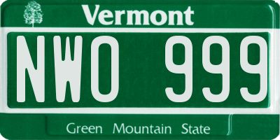 VT license plate NWO999