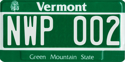 VT license plate NWP002