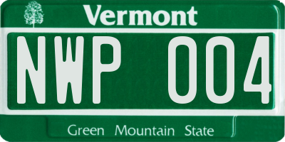 VT license plate NWP004