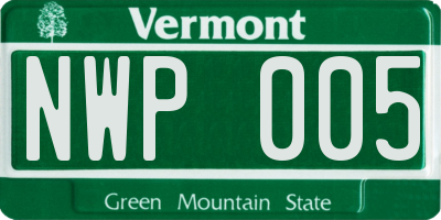 VT license plate NWP005