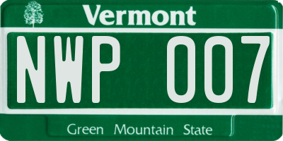 VT license plate NWP007