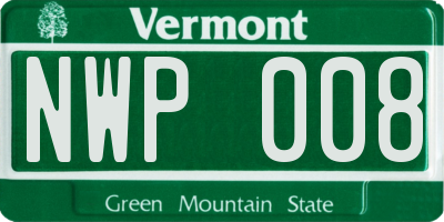 VT license plate NWP008