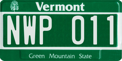 VT license plate NWP011