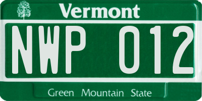 VT license plate NWP012