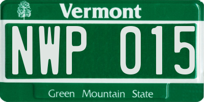 VT license plate NWP015