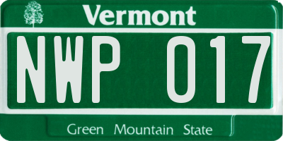 VT license plate NWP017