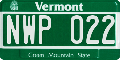 VT license plate NWP022