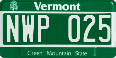 VT license plate NWP025