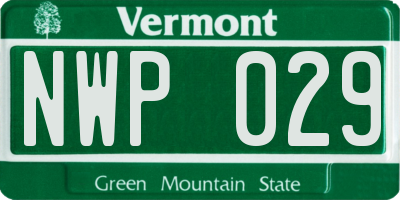 VT license plate NWP029