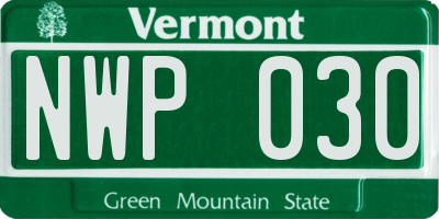 VT license plate NWP030