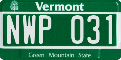VT license plate NWP031